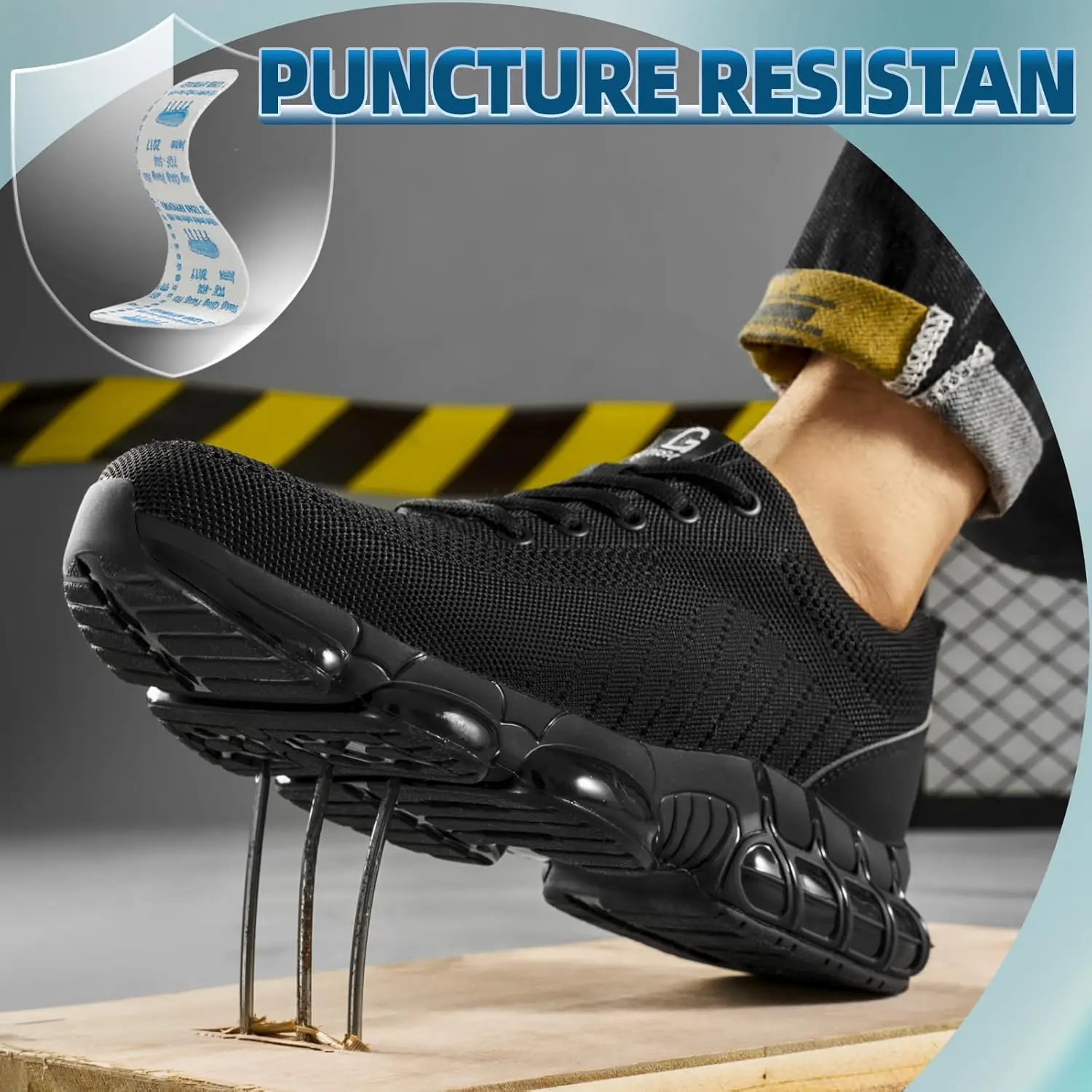 Mens Steel Toe Work Boots Impact Resistant Steel Toe Cap Lightweight Comfortable Industrial Safety Boots Wear Resistant Durable Construction Footwear Full Sizes for Men Women Ideal Labor Day Father’s Day Gift