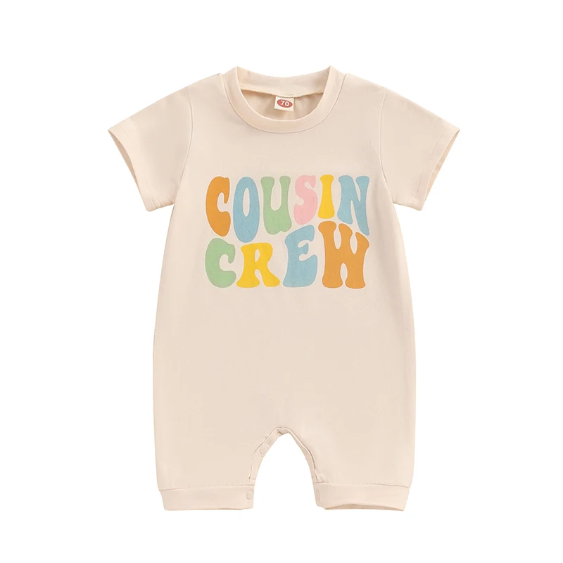 

Newborn Baby Girl Boy Sibling Matching Outfits Cousin Crew Romper Shirt Short Sleeve Jumpsuit Summer Fall Clothes