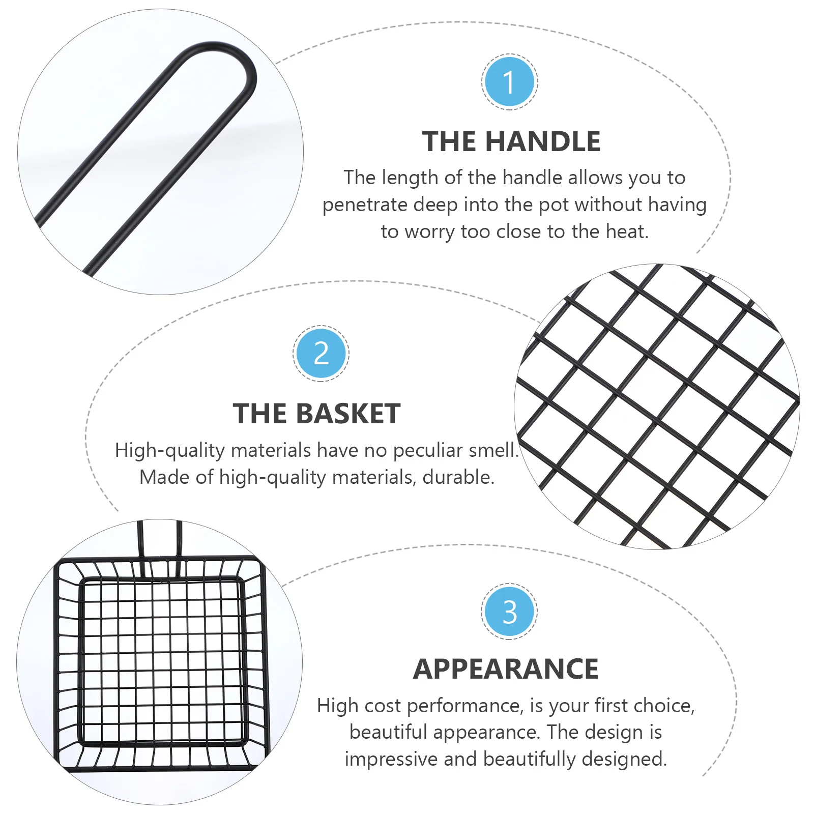 

Snack Basket Iron Fried Food Serving Basket Ergonomic Handle Colander Tool Fryer Strainer Appetizer Rack Kitchen Gadget