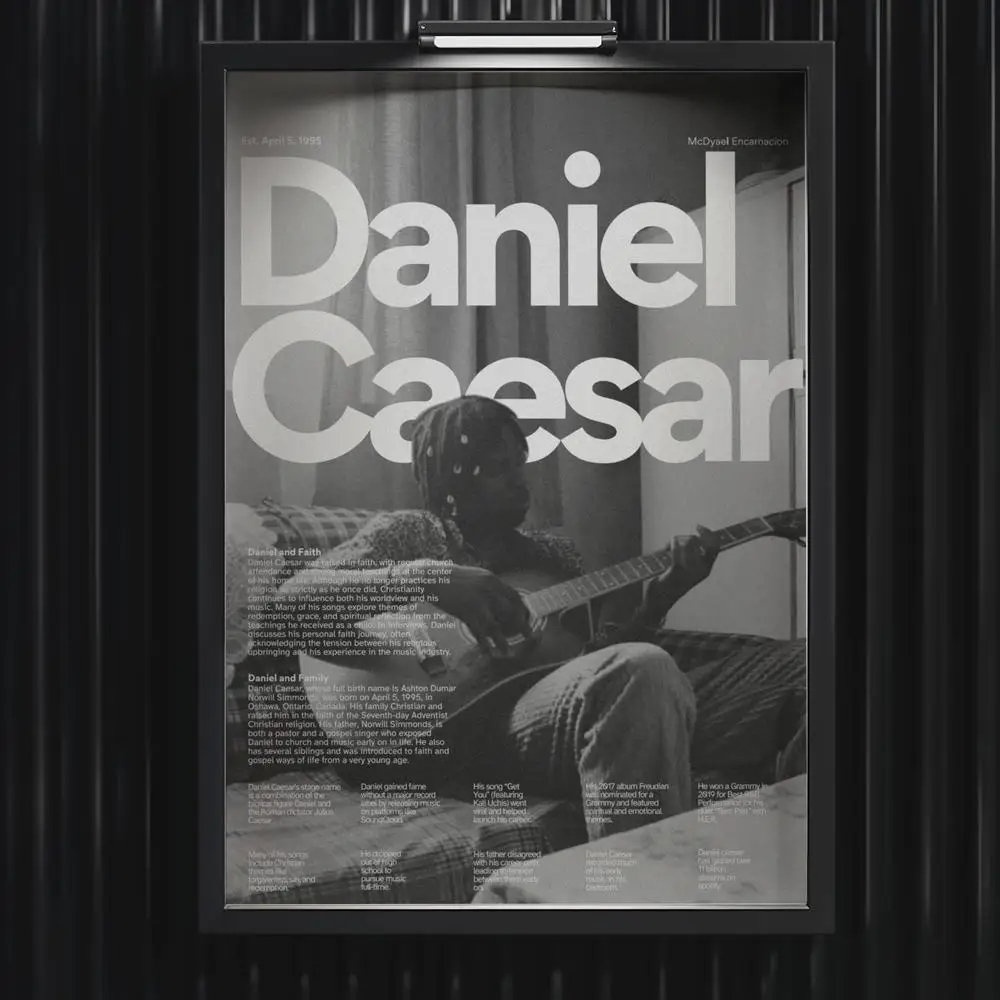 D-Daniel Caesar Poster Music Hot Album Poster Star Hip Hop Living Room Canvas Painting Art Home Wall