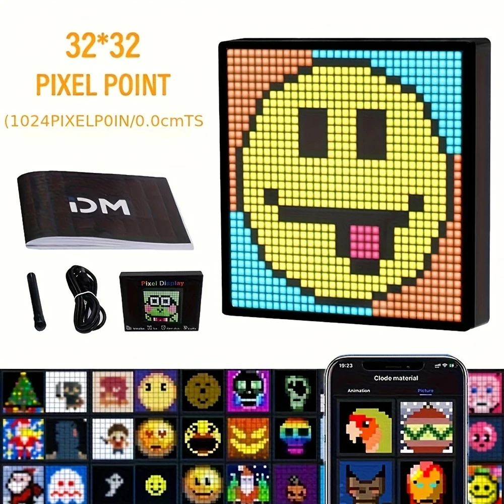 

64x64 RGB LED Pixel Display Screen LED Matrix Panel Programmable Pixel Art Display Decorative Light USB 5V Bluetooth APP Control