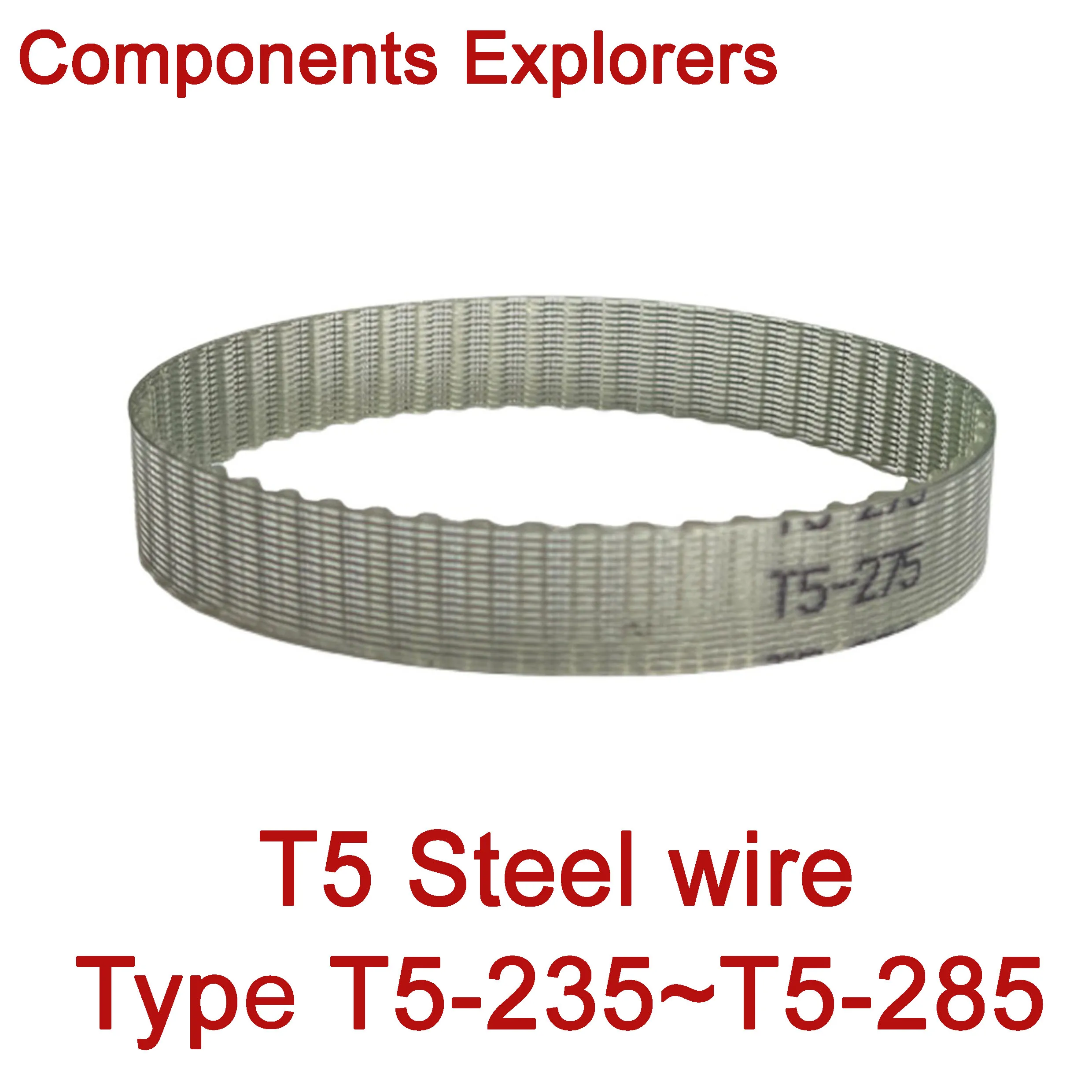 Steel wire Closed Loop Timing Belt PU 10/15/20mm Width T5-235 240 245 250 260 265 270 275 280 285