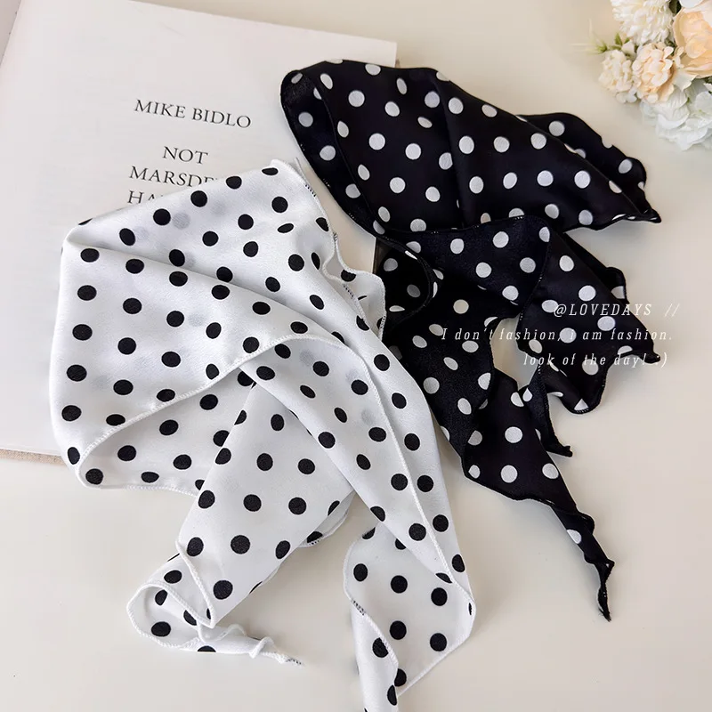 Scarf Polka Dot Retro Long Ribbon Soft Fabric Lightweight for Hair Bag Neck Shirt Collar Ladies Daily Outfit Versatile Chic