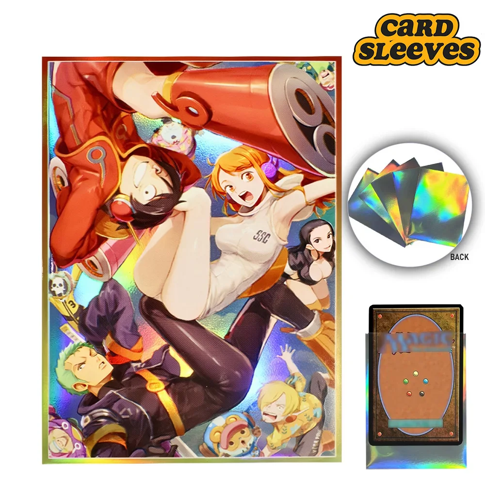 

66x91mm Anime Card Sleeve One Piece Luffy Nami 60pcs Holographic Card Sleeves MTG Anime Card Sleeve Trading Card Protectors