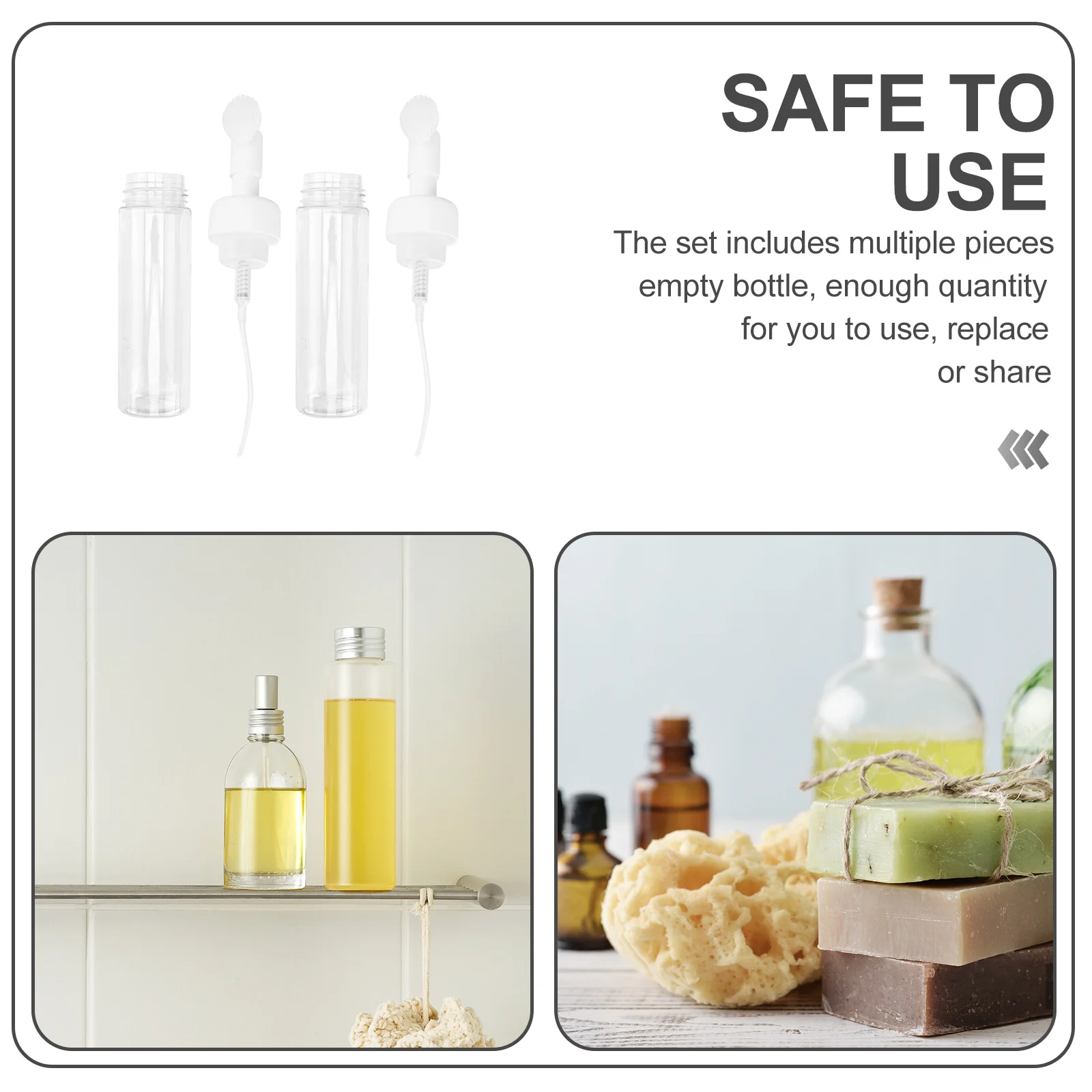 

2Pcs Foam Bottle Face Washing Brush Portable Travel Sub Bottles for Shampoo Shower Gel Liquid Refillable Leakproof Dispenser