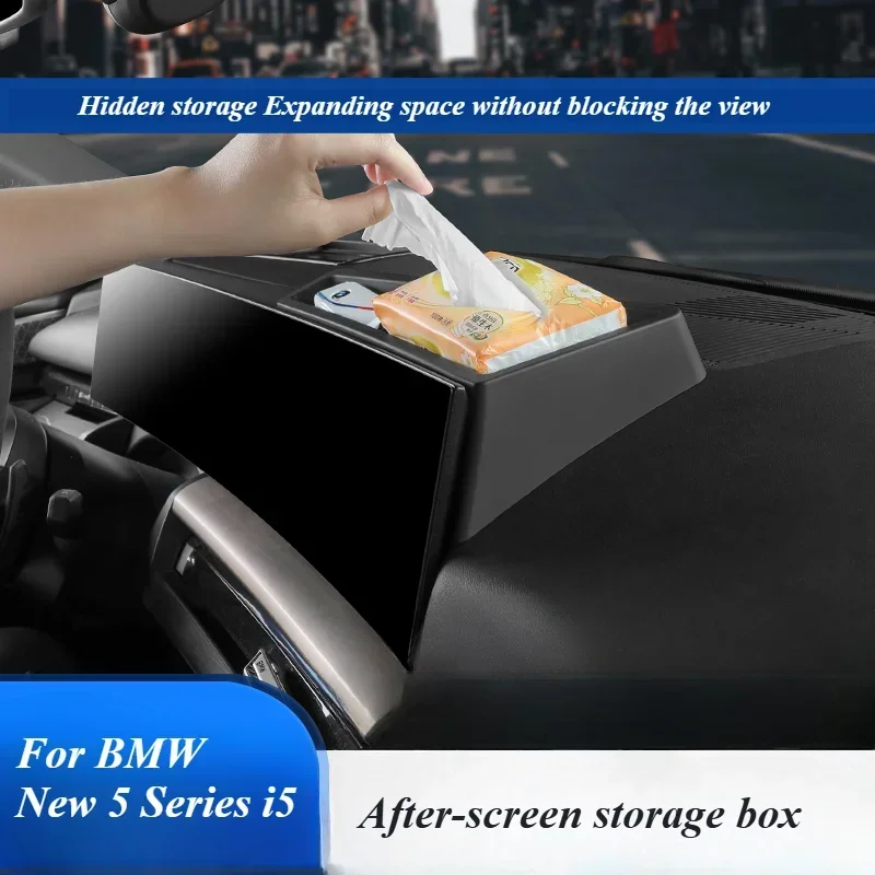 

For BMW 5 Series i5 2024 2025 G60 Central Control Dashboard Storage Box Navigation Screen Rear Storage Tray Glasses Tissue Box