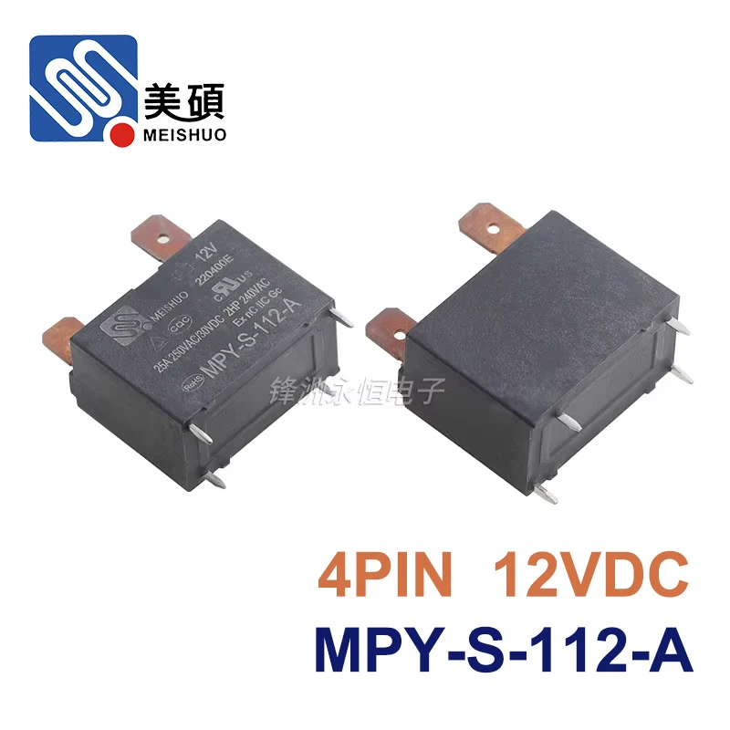 1Pcs MEISHUO Relay MPY-S-112-A 12V Air Conditioning Relay 4Pin Current 25A 250VAC Replaceable SKF-112DM G4A-1A-E-12V