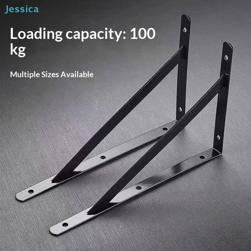 ♥Heavy-Duty Black Metal Shelf Brackets – Wall-Mounted L-Shaped Supports, for Floating Shelves in Kitchen/Living Room Storage