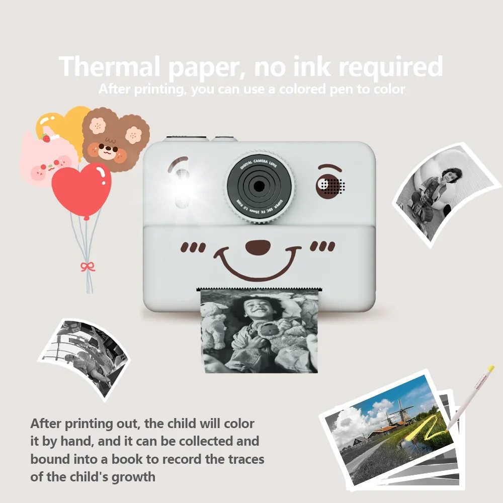 Digitale camera voor kinderen met instant print mini-printer, 2,8 inch video, draagbare thermische instant fotoprint kindercamera met printer