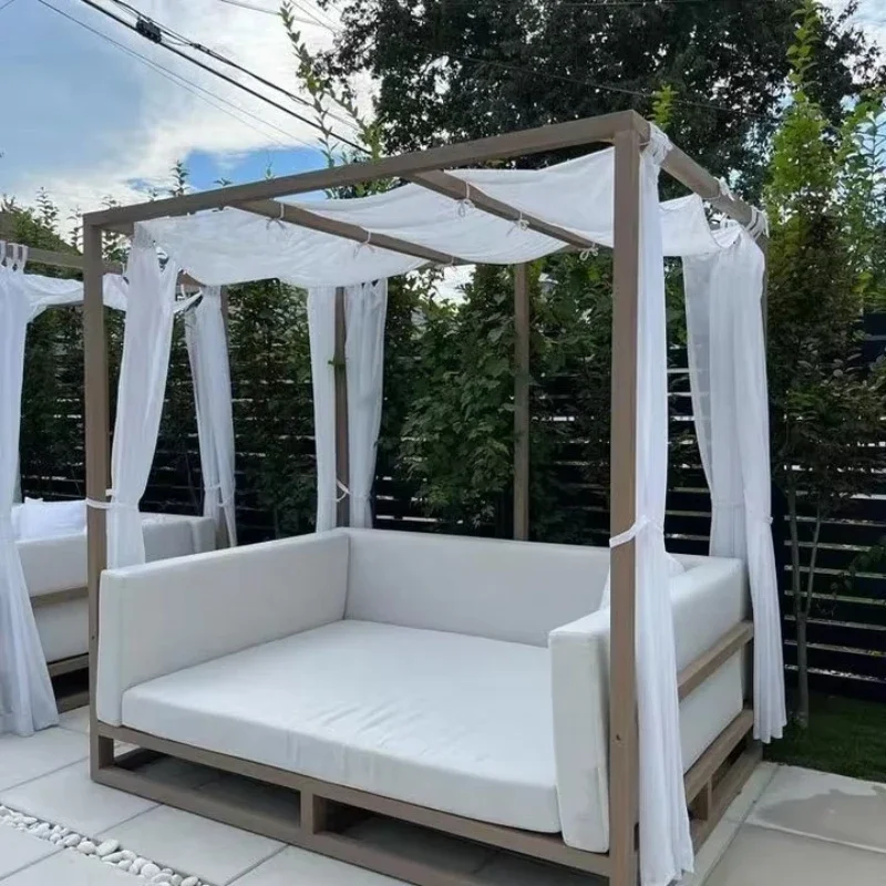 Sun bed villa backyard hotel high-end outdoor furniture waterproof beach lounger garden bed