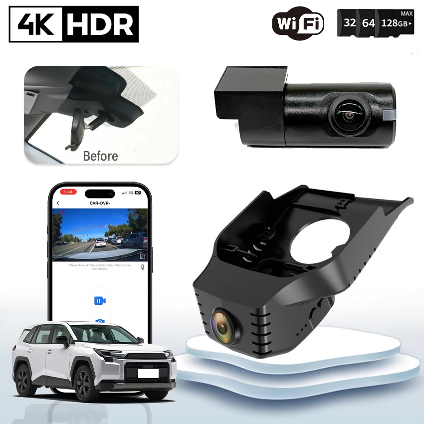 

Plug And Play HD 4K 2160P WIFI Dash Cam for Toyota RAV4 XA50 XA40 (2017-2026) , Across Car DVR Camera Recorder,OEM Design