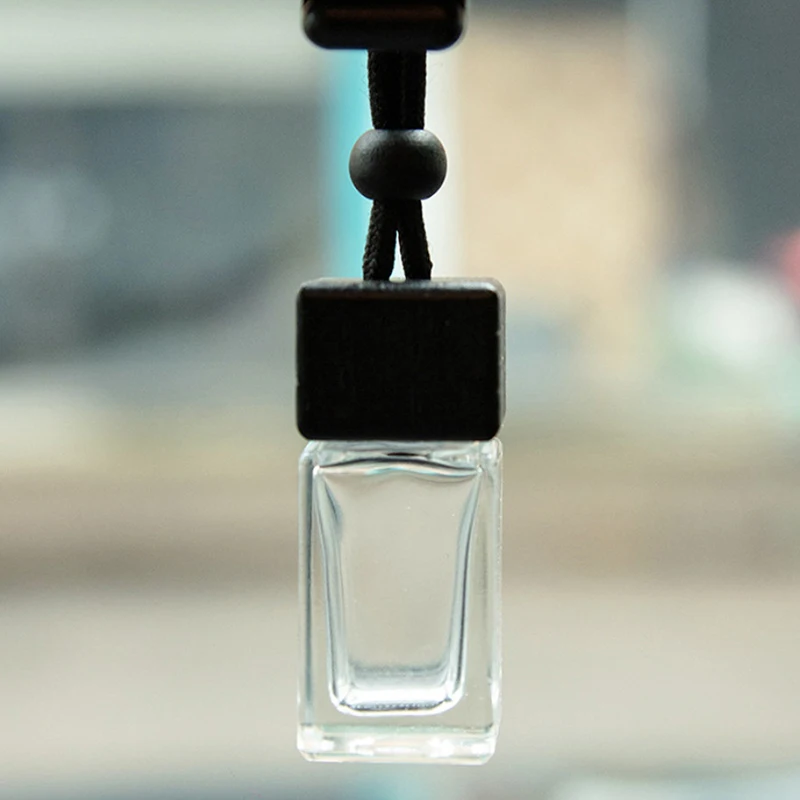 Bouteille de parfum désodorisant, 1 pièce, pendentif, bouchon carré, bouteille vide, diffuseur d'huile essentielle de voiture