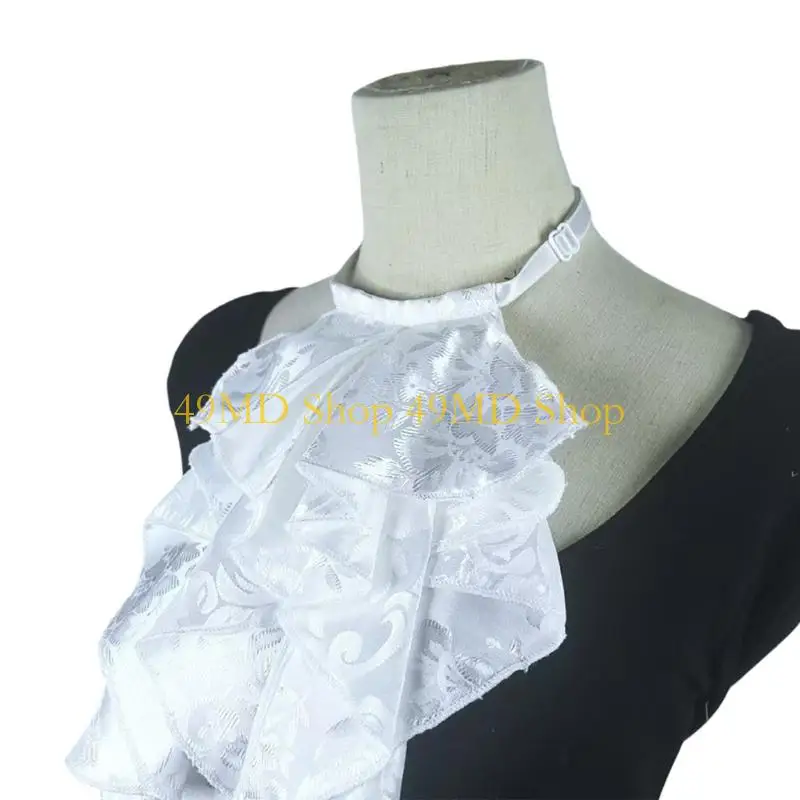 49MD Victorian Ruff Collar Multilayer Lace Drape Collar for Formal Event Stage Show