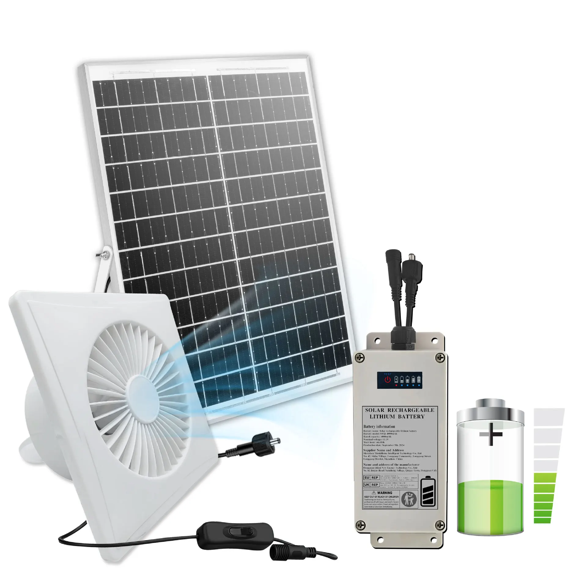 

Solar 12V Exhaust Fan Window Type Bathroom Circular White Ventilation and Heat Dissipation