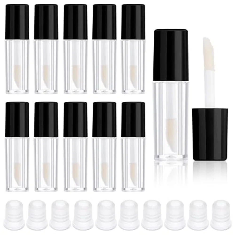 10/20PCS 3ml Klare Nachfüllbare Mini Lip Gloss Tube Leere Lippenbalsam Behälter mit Schwarz Deckel Transparente Behälter für DIY Make-Up