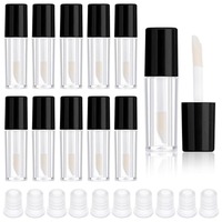 10/20PCS 3ml Clear Refillable Mini Lip Gloss Tube Empty Lip Balm Containers with Black Lid Transparent Containers for DIY Makeup