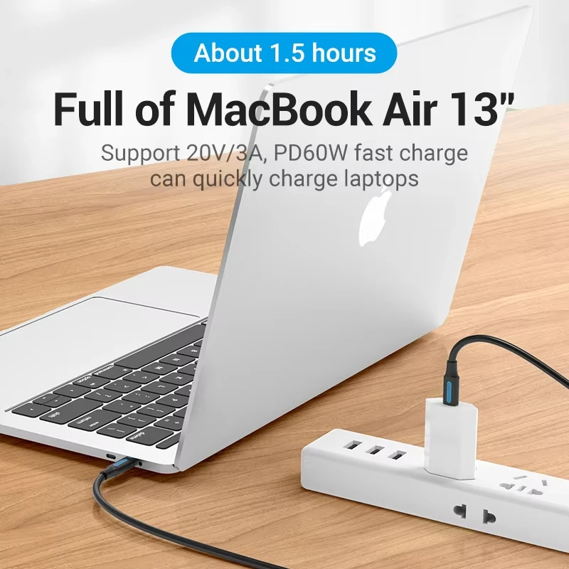 Vention PD 60W USB C to USB Type C Cable Fast Charge Quick Charge 4.0 USB-C Data Cable for Macbook Pro Huawei P30 Samsung S20