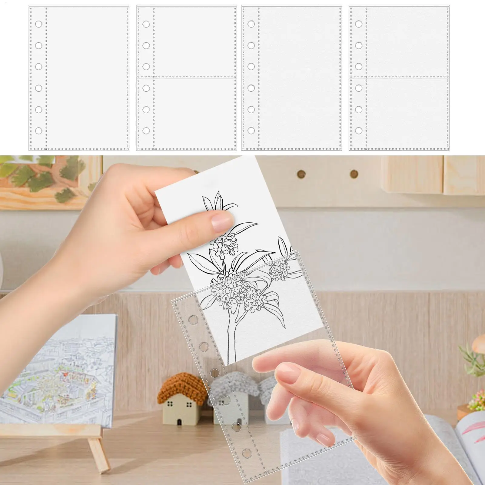

A7 6-Ring Clear Binder Refills 10Pcs Clear Plastic Folder Bags Transparent Sheet Loose Leaf Filling Protectors Sheet Protectors