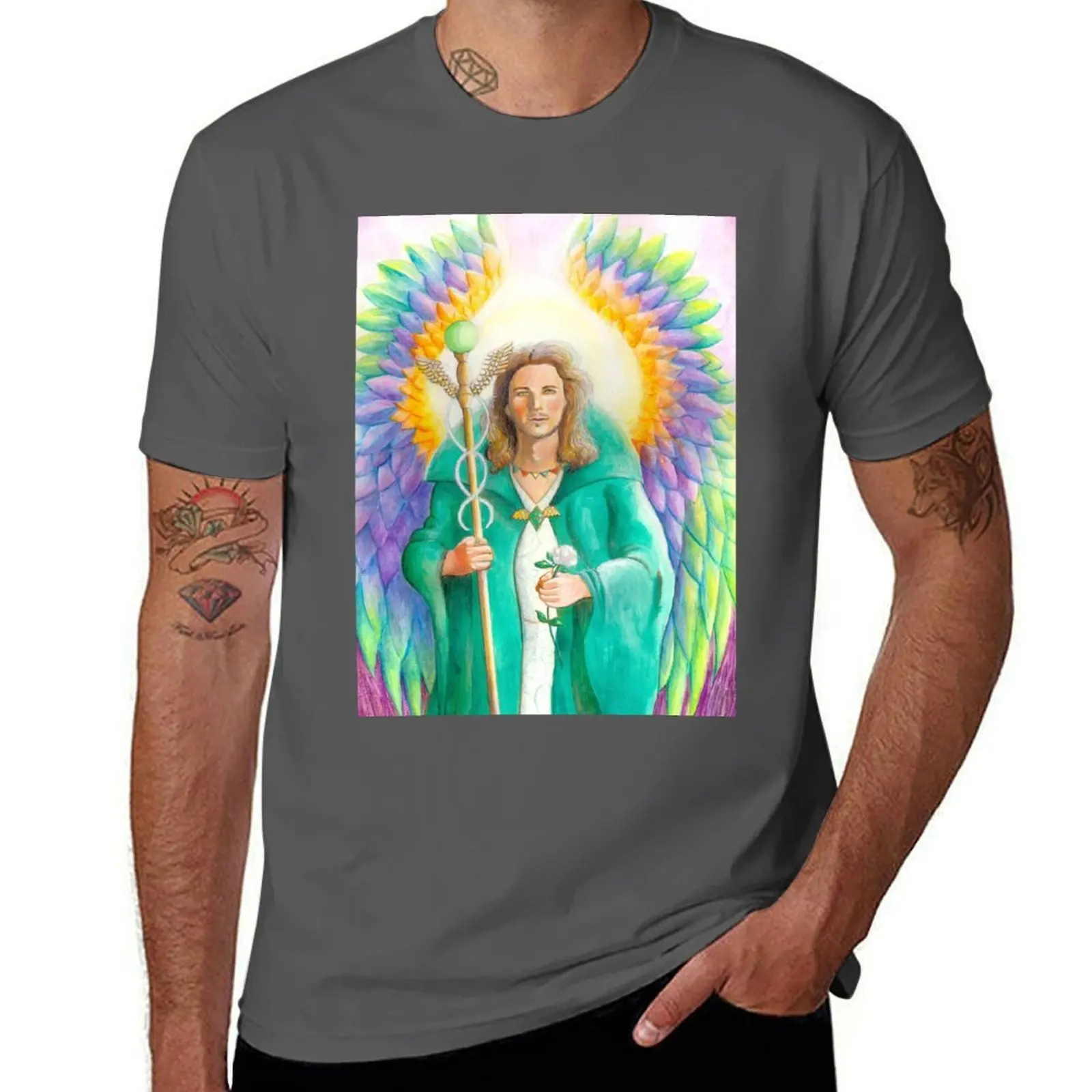 

Archangel Raphael - Angel of Healing and Travel T-Shirt Lightweight Print T-Shirt