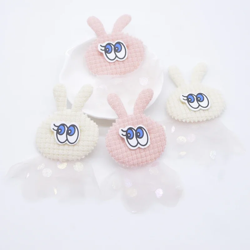 10 шт. 6*9 см кавайный мягкий кролик с сетчатыми аппликациями для одежды «сделай сам», шляпы, нашивки для шитья, головные уборы, заколки для волос, аксессуары для декора