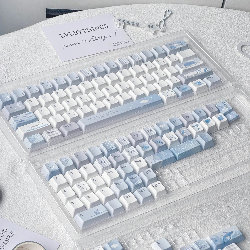 الأزرق الطيور موضوع Keycap 142key PBT + PC مخصص الحد الأدنى الأزرق غطاء لوحة المفاتيح الكرز الشخصي الألعاب KeyCap للوحة المفاتيح الميكانيكية