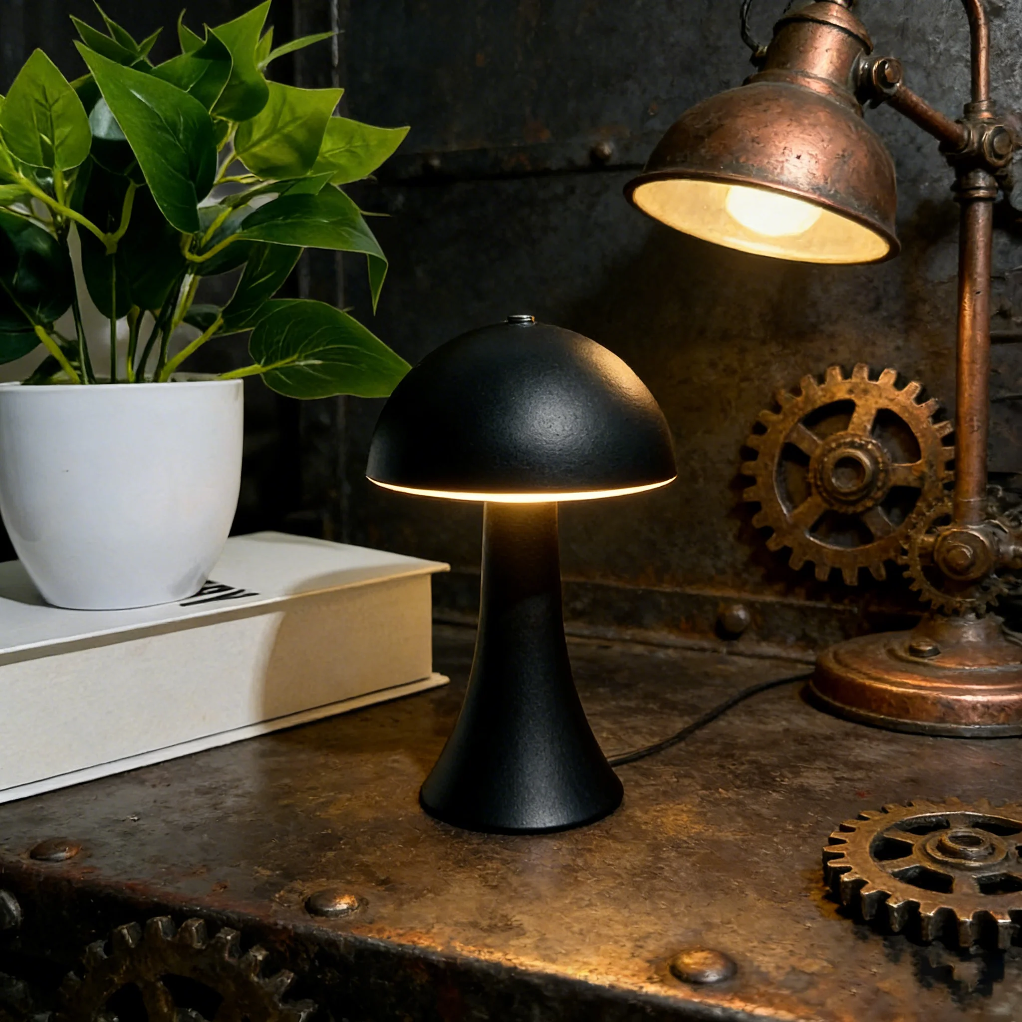 قابلة للشحن جديد LED الجدول مصباح الرجعية الفطر اللمس الاستشعار أباجورة للمنزل غرفة نوم مطعم بار إضاءة زينة #3