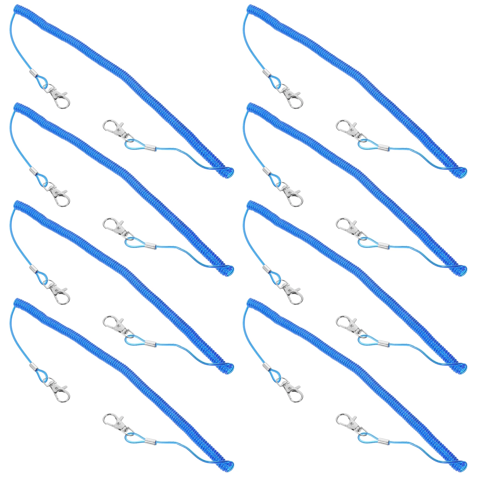 8 Pcs Fishing Tether Retractable Elastic Ropes Steel Wire Miss Keychains Security Gear Tools