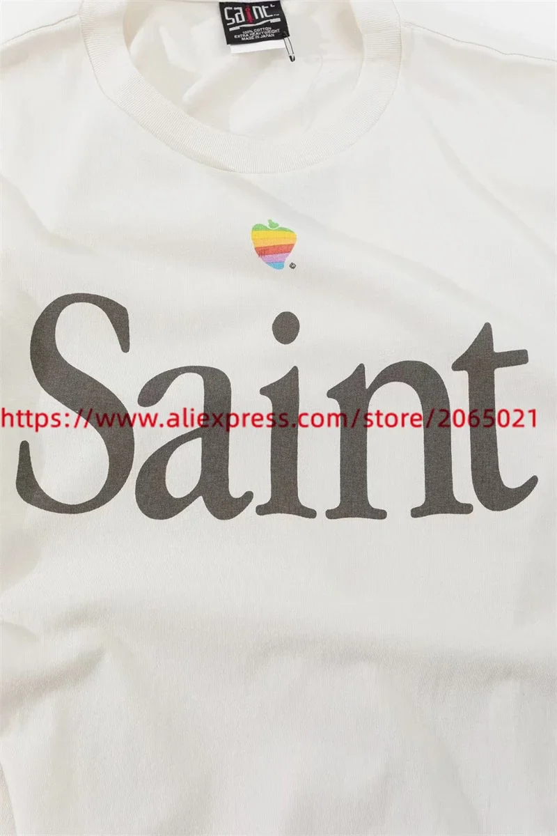 Rainbow Apple Chest Letter Logo Saint T Shirt Men Women Tee Top T-Shirt