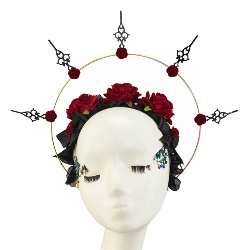 HaloCrown Headband Spiked Crown Headpiece Mary HaloCrown Headpiece Goddess Headpiece Goth Flower Crown Mary Headband