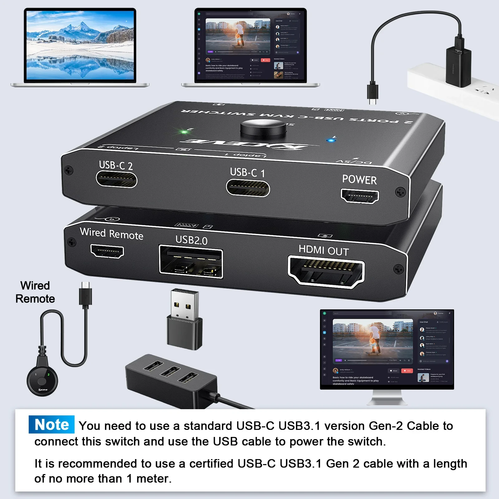 Imagem -03 - Interruptor de Mouse Hdmi e Teclado Compatível com Windows e Macos Usb c Interruptor Kvm Computadores Compartilhar 4k 60hz