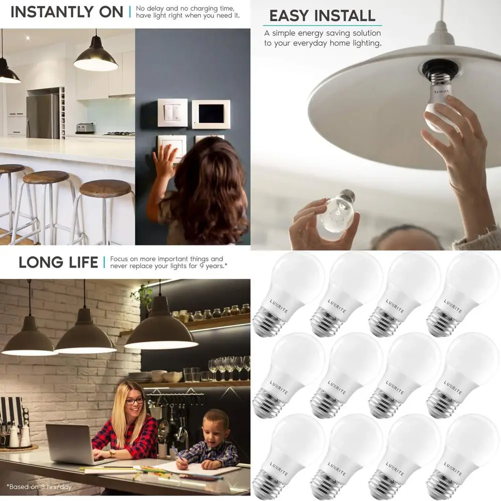 

Светодиодная лампа A15, аналог 7W/40W, 3000K, мягкий белый свет, 600 люмен, с регулировкой яркости, для внутреннего/наружного использования, цоколь E26, сертифицировано UL (12 штук в упаковке)