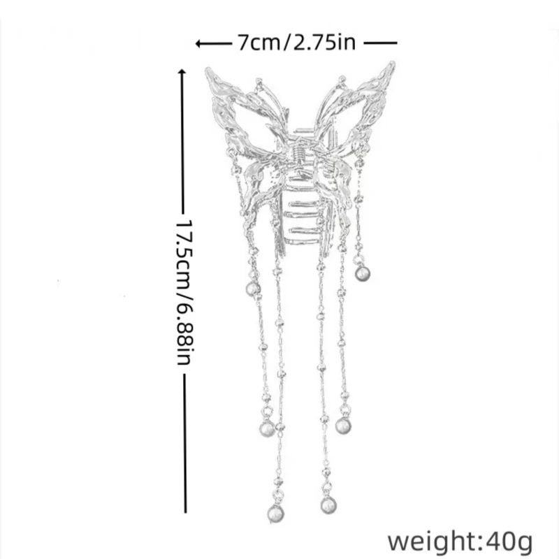 1pc elegant hollow liquid butterfly fringe hair clip women\'s half tie hair clip clip Shark clip headpiece clip