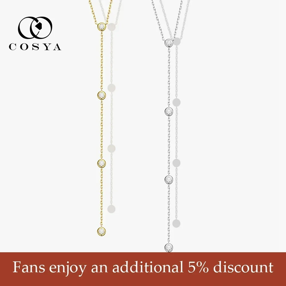 

COSYA D Color 3MM Full Moissanite Necklace For Women 925 Sterling Silver Plated 18K White Gold Wedding Engagement Party Jewelry