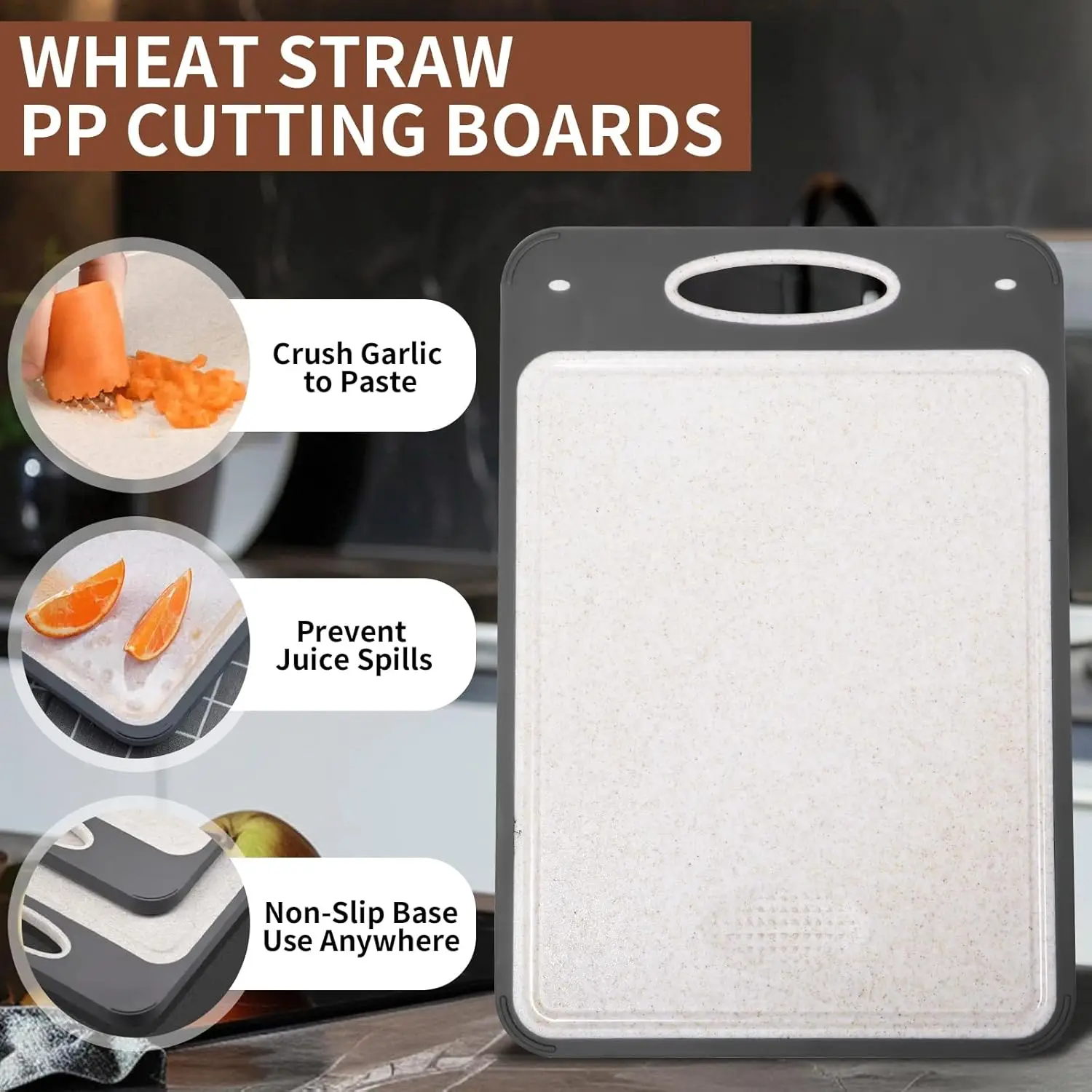 Dual-Sided Titanium Cutting Board: Metal for Meat/Fish & PP for Fruits/Veggies, Dishwasher Safe, Easy Clean