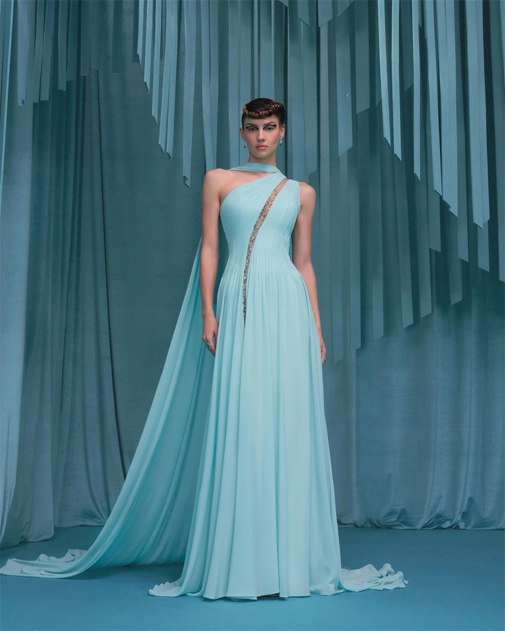 

Классическое шифоновое вечернее платье по индивидуальному заказу, изящное платье без рукавов на одно плечо для выпускного вечера, простые платья для особых случаев