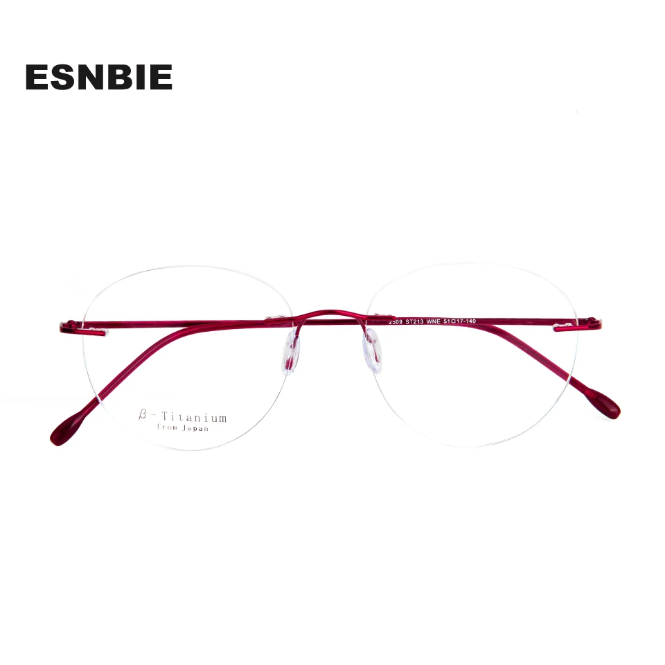 

Vintage Round Eyeglasses Frame For Women Wine Titanium Rimless Eyewear Flexible Prescription Glasses Frame Men Optical Frames