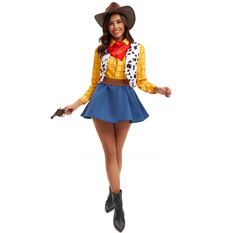 ملابس الهالوين التأثيرية للزوجين ملابس رعاة البقر الغربية Hossy للرجال ملابس المسرح لعبة S Woody الزي الصيني التقليدي