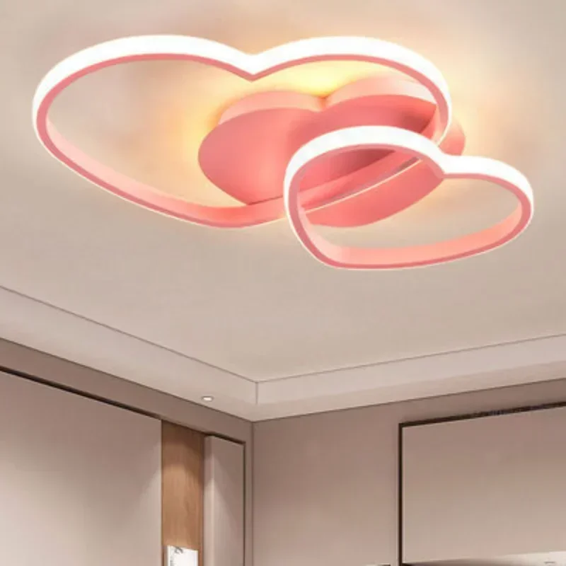 

Princess Heart LED Modern Ceiling Lights Surface Dimmable Children Girl Room Living Room Wedding Decor Chandelier Fairy Lamp