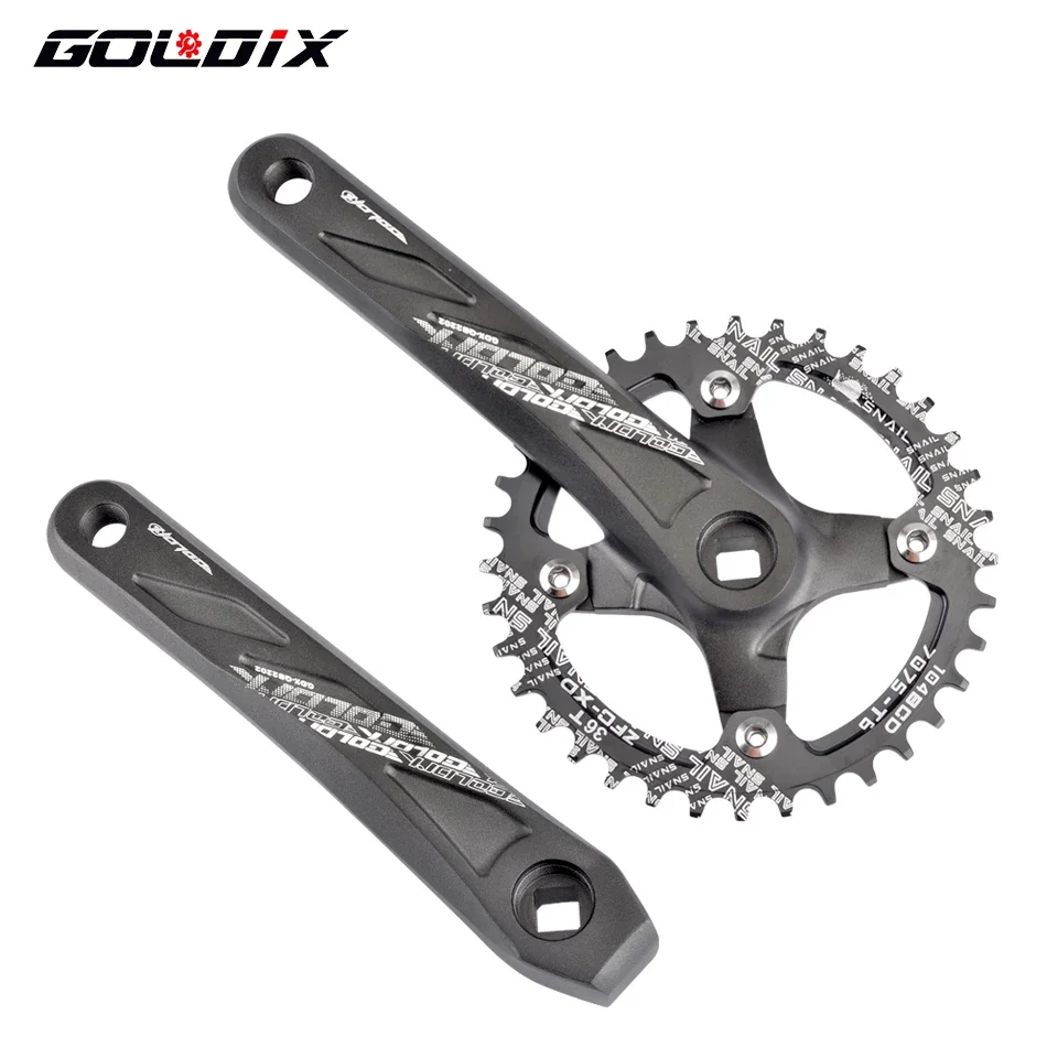 

GOLDIX Bicycle Crankset Square Hole Aluminum Alloy MTB Crankset 170/175mm Length Narrow Wide Teeth 104BCD 32/34/36/38/40/42T