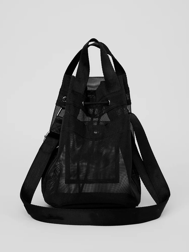 Bolsa de Yoga con logotipo completo para mujer, bolso informal negro para compras y maquillaje al aire libre, portátil