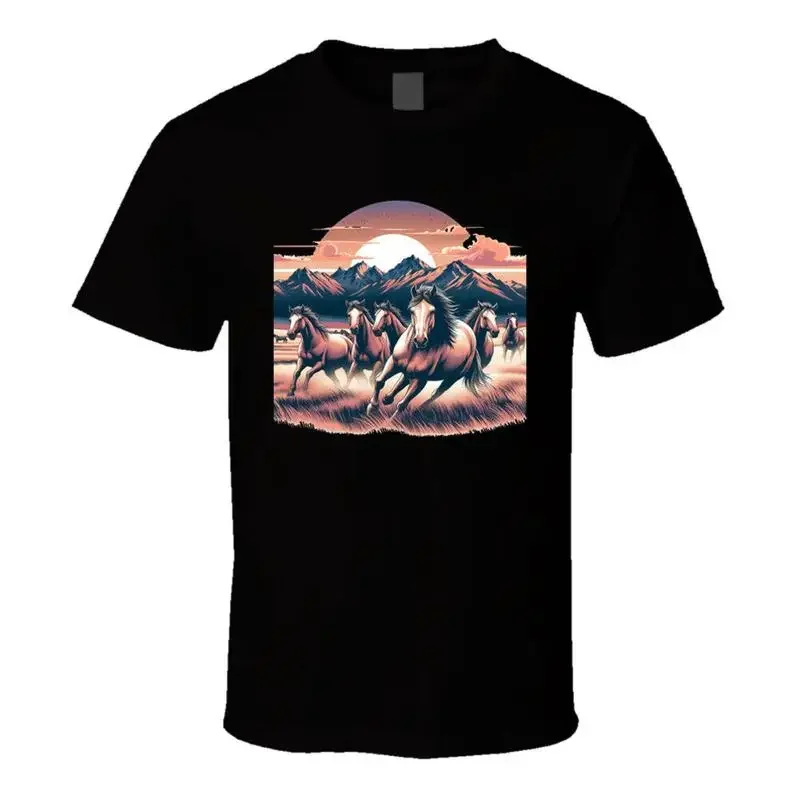 Wild Horses Stallions Cowboy Cowgirl T Shirt