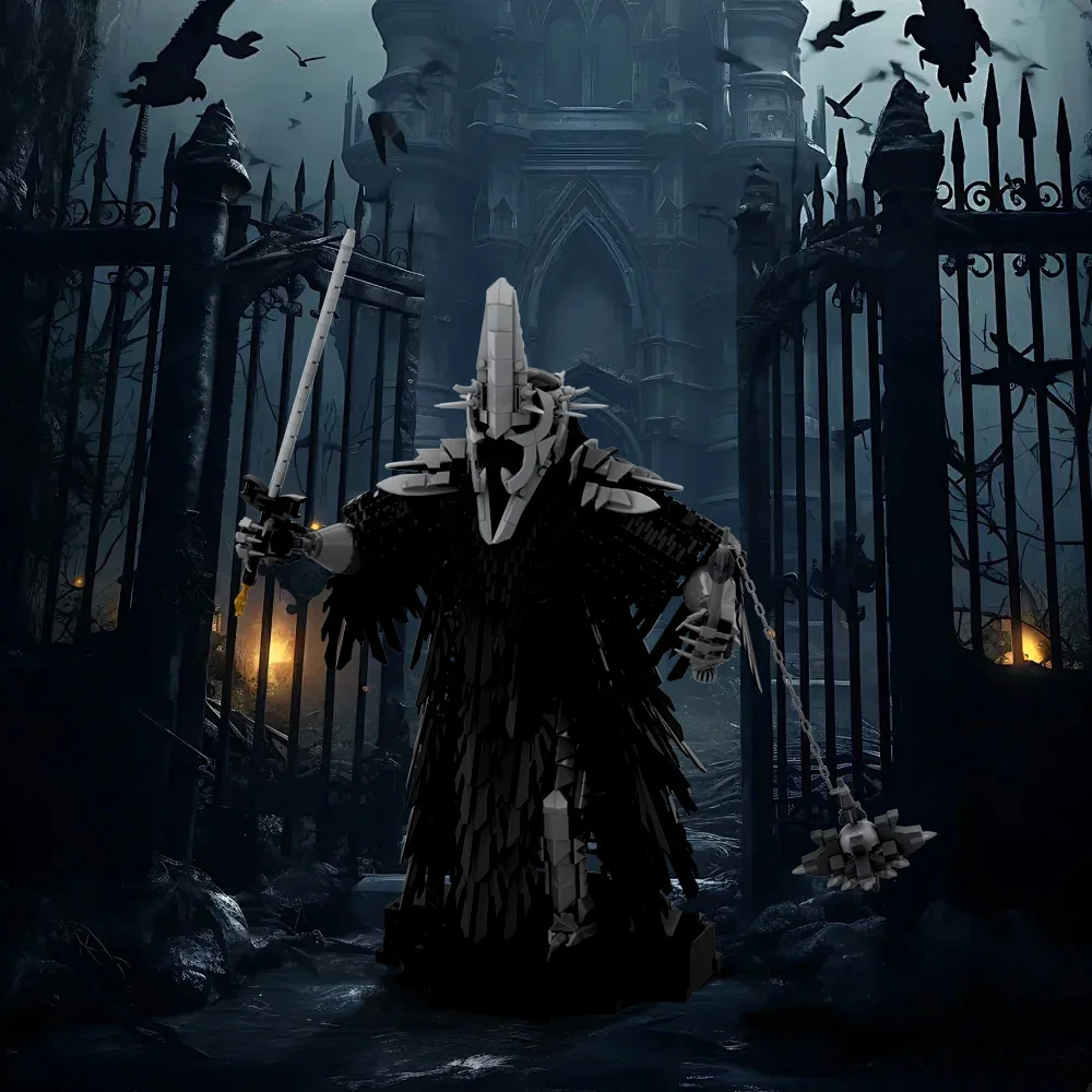 Anillos de MOC-182732 película Witch-King of Angmar, modelo de bloques de construcción Ringwraith líder, ladrillos, juguetes de ensamblaje, regalos de cumpleaños para niños