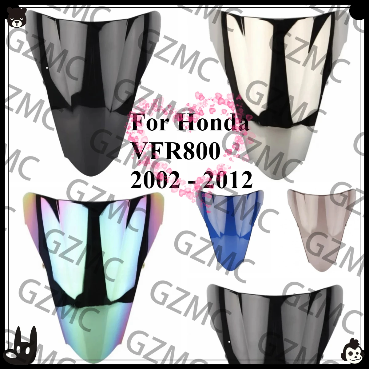 Windshield VFR 800 2003 2004 2005 2006 2010 2011 Motorcycle WindScreen for Honda VFR800 2002 - 2012 Wind Deflector Double Bubble