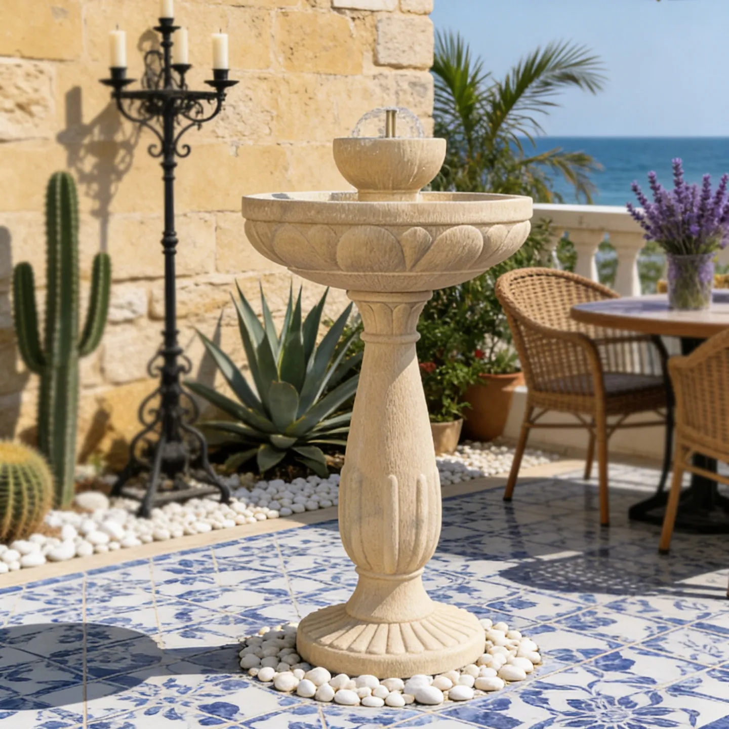 1.34m European solar fountain, outdoor villa courtyard automatic circulation water landscape garden landscaping decoration