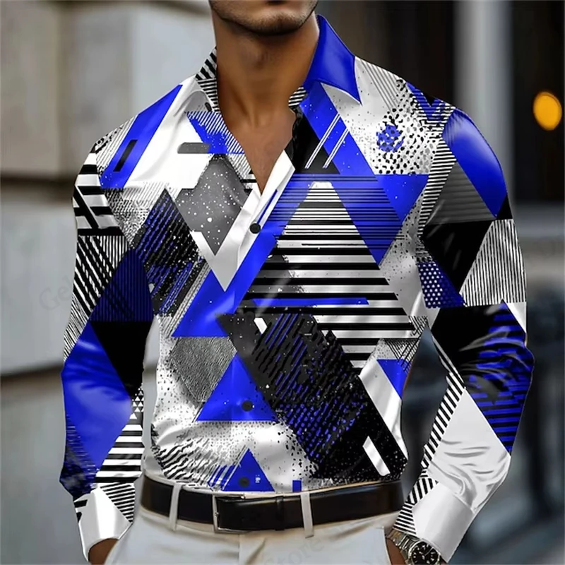 

Men's Geometric Color Block Full Sleeve Shirt Diamond 3D Print Shirt Men Women Fashion Hawaiian Shirt Breathable Blouse Elegant