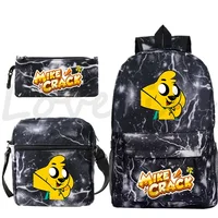 Mochila Mikecrack de dibujos animados, 3 unidades/juego, Mochila con cremallera, mochilas escolares para niños y niñas, Mochila de Anime, Mochila para niños, Mochila de viaje