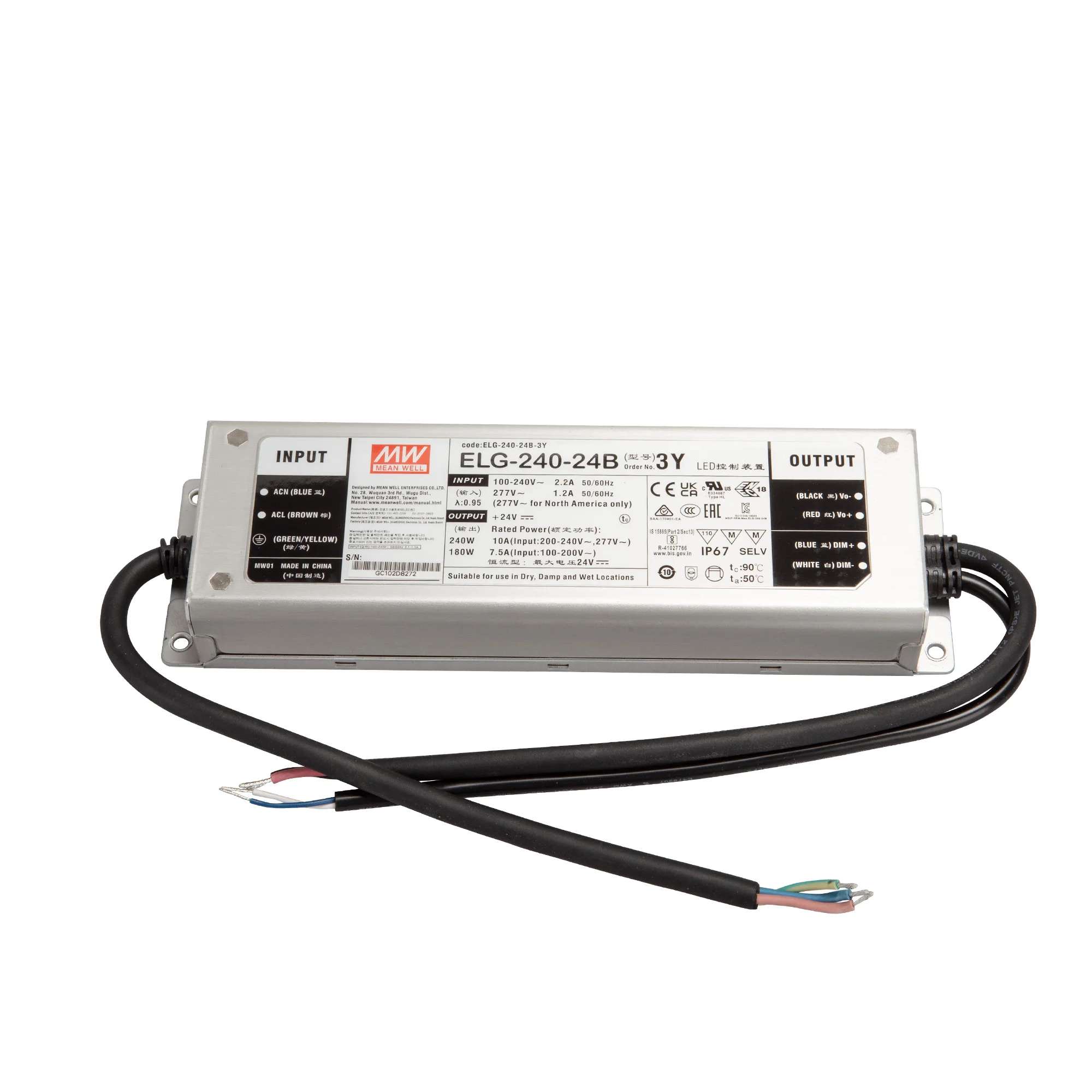 

ELG-240-24B-3Y SNT 24 V/DC/0-10 A/240W IP67 LED switching power supply