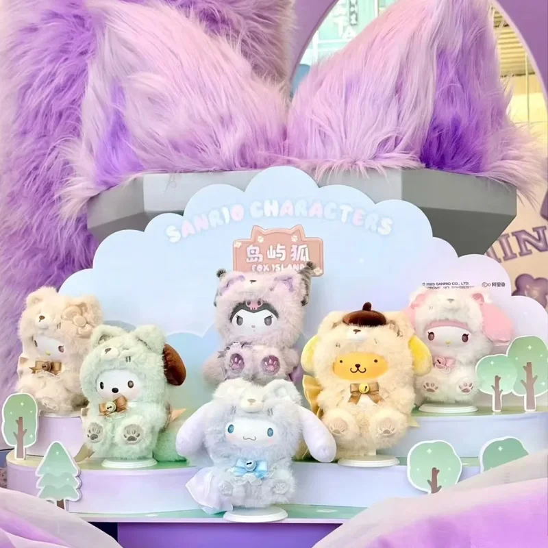 

Cute Sanrio Characters Fox Island Series Plush Blind Box Original Kuromi Melody Bag Pendant Decoration Mystery Box Surprise Gift