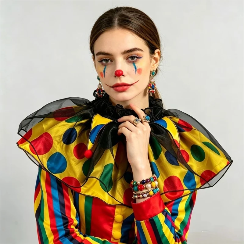  Colorful Dot Embellished Detachable Choker Colorful Mesh Neckpiece For Gothic Fashion And Cosplay Event