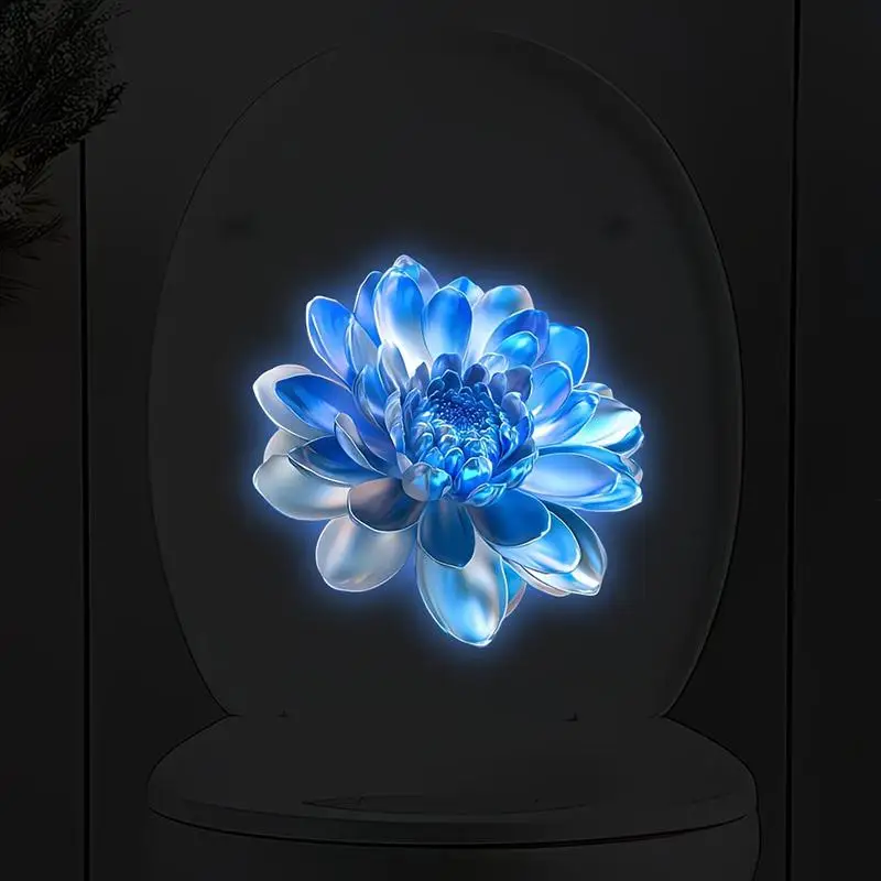 Glow In The Dark Removable Toilet Sticker Floral Self Adhesive Bathroom Glass Decal Home Decor Night Light Flowers